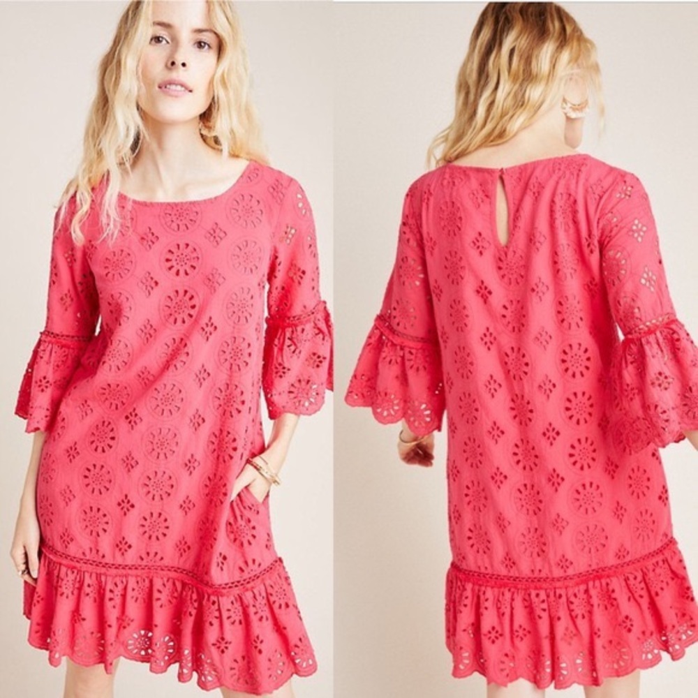 Anthropologie Dani Red Eyelet Mini Dress